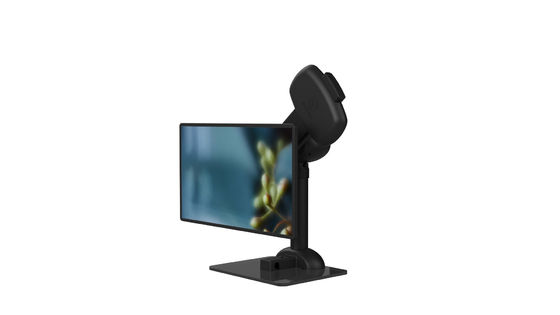 O braço de gerencio elétrico do monitor está o profissional de levantamento para a saúde do pescoço