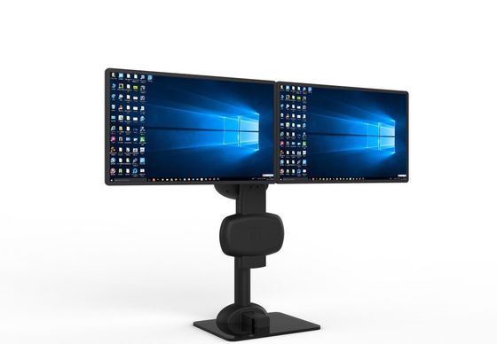Eletrônico de elevação rotativo de monitor duplo braço de apoio para aliviar a dor no pescoço