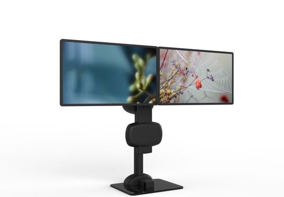 Eletrônico de elevação rotativo montador de monitor duplo para aliviar dor no pescoço e costas